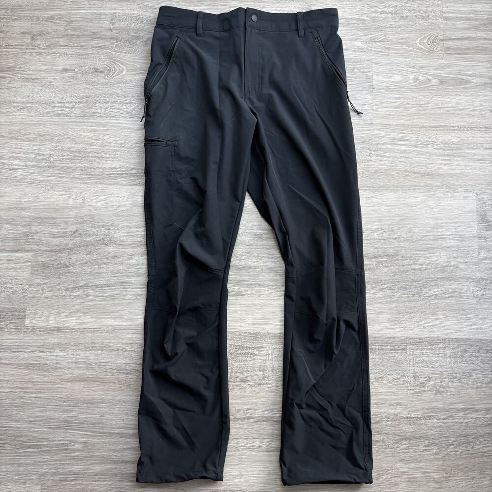 Columbia Mens Hiking Pants 32x42 Black Stretch Zip Pockets Outdoor